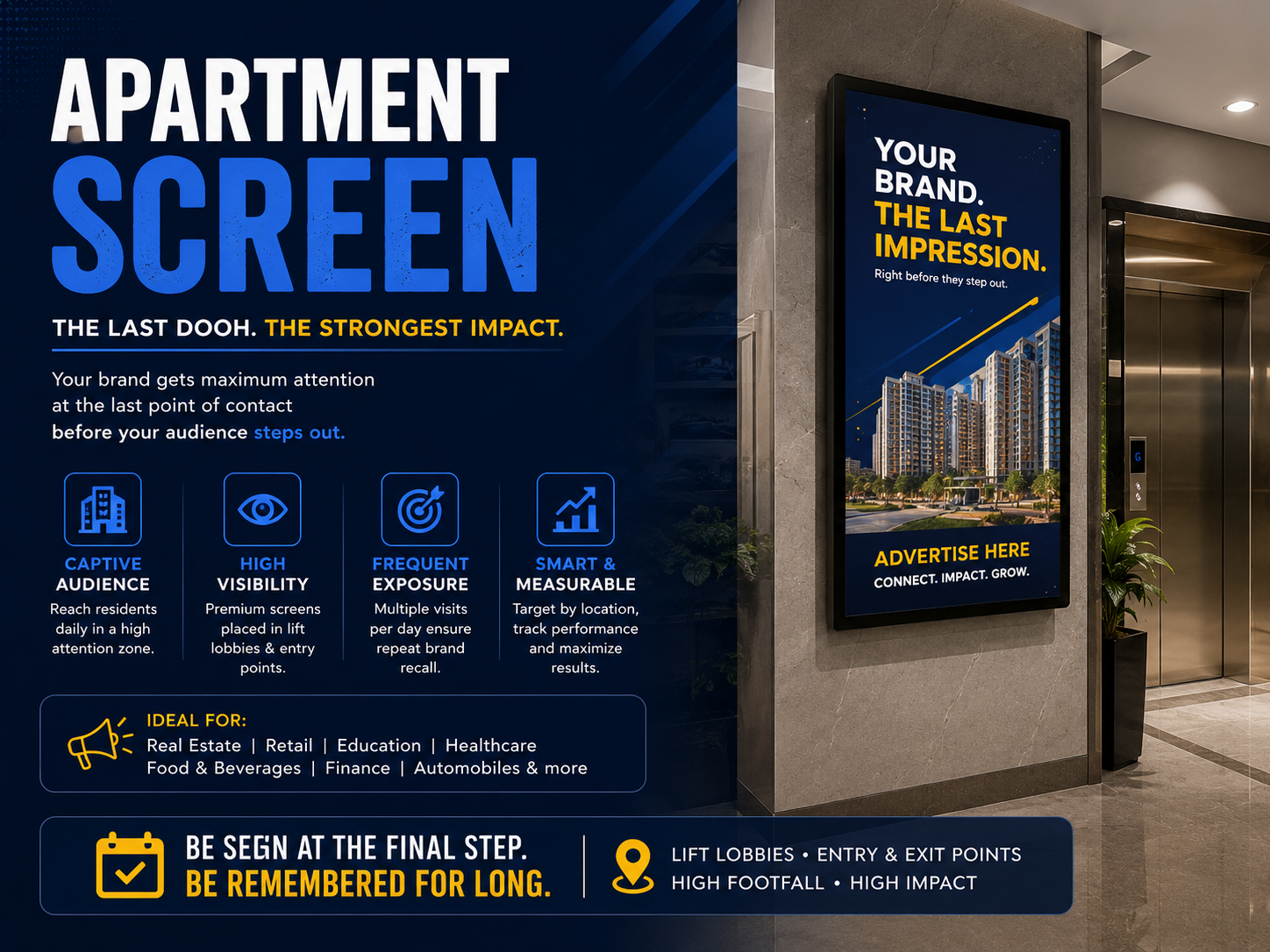 Lift & lobby digital screens advertising by Shine Ad Agency